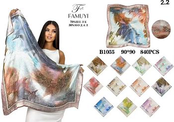 Платок В1055 размытый рисунок,шёлк 90*90 1/10