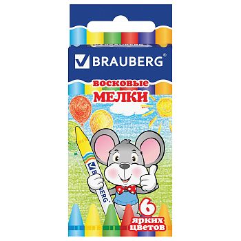 Мелки восковые  6цв BRAUBERG 222961 1/12
