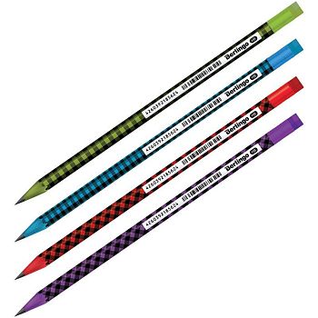 Карандаш чернографитный Berlingo круглый заточенный ,ассорти