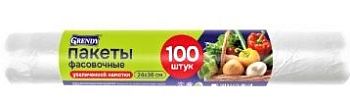 Пакет пищевой фасовочный 100шт 24*36 /60рул. ПФ-300 Grendy