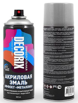 Аэрозольная эмаль "металлик" DECORIX серебро  520мл/12шт М 303 Аэрозольная эмаль "металлик" DECORIX серебро  520мл/12шт М 303