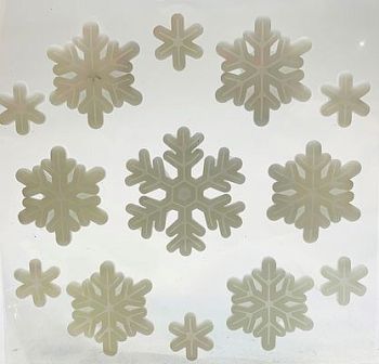 Наклейка на стекло сил. мал. Снежинки белые А-30 24/288