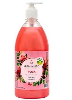 Мыло жидкое Народное Роза 1 литр (дозатор) Flora 1/12шт