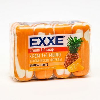 Мыло туалетное - крем косметическое EXXE "Тропический фрукты" 75г, 4 шт  1/12