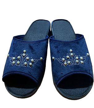 Тапочки Ж. дом. Фтора 839(КОРОНА ЖЕМЧУГ) велюр,откр.нос р.36-41 6п *