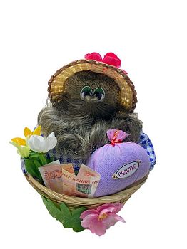 Домовой "Кузя" №11 в корзине 25 см (средний)