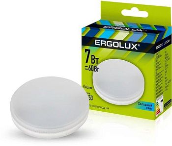 Лампа светодиодная Ergolux LED GX53 7W 4500K 4K матовая 74*22 10/10