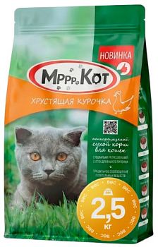 Корм для кошек Mr.Cat "хрустящая курочка" 2,5кг 1/4 Средний
