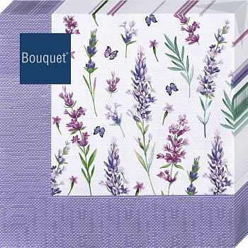Салфетки бумажные DESNA BOUQUET "Скатерть с лавандой" 33*33 3-слойные 20листов/12шт