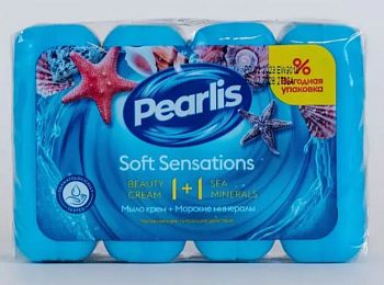 Мыло туалетное-крем SVO Pearlis "Морские минералы",4шт * 85г (флоу-пак) (9032) 1/24