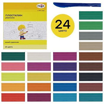 Пластилин 24 цвета Гамма "Юный художник" 170820201
