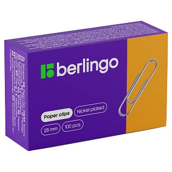 Скрепки 28мм Berlingo цвет 100шт 