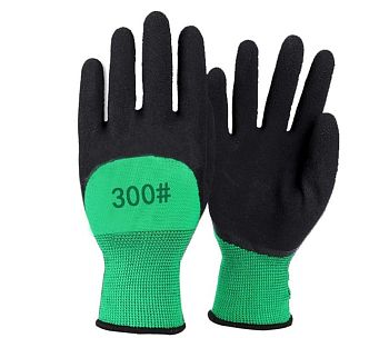 Перчатки ПВХ 300# салат,зеленые,черн пальцы 12/720 шт.