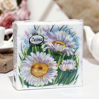 Салфетки бумажные DESNA DESIGN " Ромашки " 24*24 1-слойные 40 листов /32шт