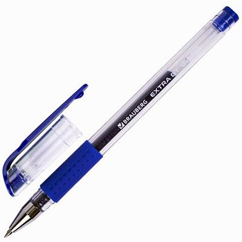 Ручка гелевая BRAUBERG "EXTRA GT NEEDLE" синяя с грипом  0.5мм/12шт 143915