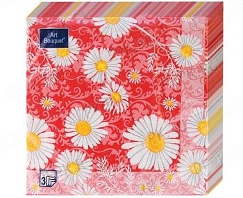 Салфетки бумажные DESNA BOUQUET "Ромашки НА СИНЕМ (DAISY) 33*33 3-слойные 20листов/12шт
