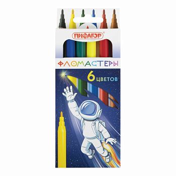 Фломастеры 6цв "ПИФАГОР"КОСМИЧЕСКАЯ ОДИССЕЯ вентилируем. олпачок 1/24 152443