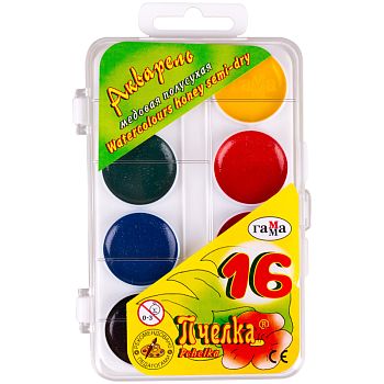 Акварель 16 цветов Гамма " Пчелка " медовая пластик без кисти 212042 