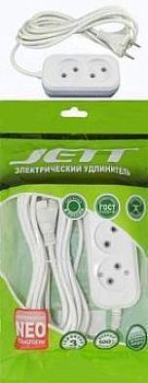 Удлинитель JETT 3м 2 розетки ПВС2*0,75 10А белый PC-2