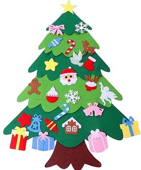 Панно мягкое большое Елка с игрушками 86см (на липучках) 1/10