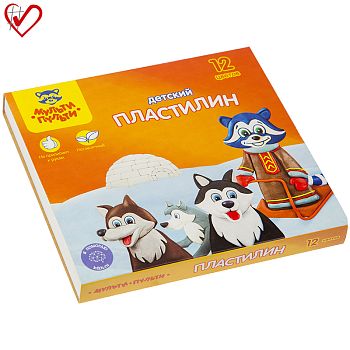 Пластилин 12 цветов "Енот на Аляске" 180 г  ДП10235