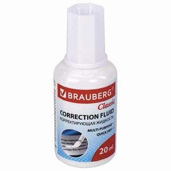 Корректирующая жидкость 20 мл быстросохнущая "Classic" BRAUBERG с кисточкой 12 шт