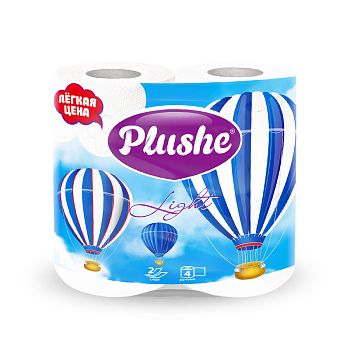 Туалетная бумага 1-слой "Plushe Light" (вторсырье) 48шт в уп