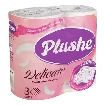 Т/бумага 3-сл. "Plushe Delicate"(уп.4рул,?м) белая /12шт