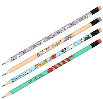 Карандаш чернографитный MESHU Best friend HB, заточенный,с печатью,с ластиком, ассорти, туба