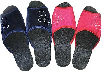 Тапочки Ж. дом. Фтора 809(ЗАВИТОК СТРАЗЫ) откр.нос р.36-41 6п *