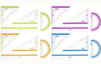 Набор чертежный AS, средний ( 2 треугольника, линейка 20 см, транспортир ), прозрачный