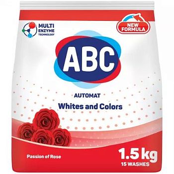 Порошок стиральный ABC Роза 1,5кг 1/12шт (5374) Порошок стиральный ABC Роза 1,5кг 1/12шт (5374)