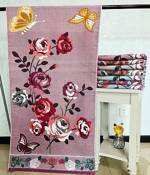 Полотенце лен Цветы 70*140 выбитые 12/90 Полотенце лен Цветы 70*140 выбитые 12/90