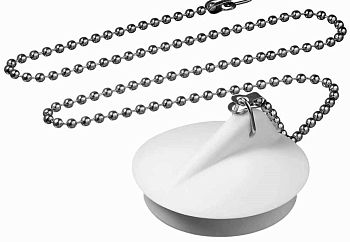 Пробка для ванны белая с цепочкой 3020