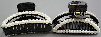 Заколка краб средний Жемчуг черный J-29 1/12