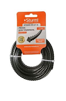 Леска для триммера 3мм*15м пильный зуб черный, картон армиров