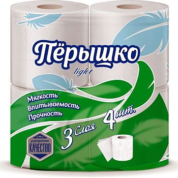 Туалетная бумага 3-слойная "Pero Light" (уп=4шт/14м) 1/12
