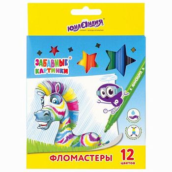 Фломастеры 12цв "Забавные картинки" Юнландия вентилируем.колпачок 1/12