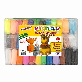 Пластилин 36цв легкий воздушный ЮНЛАНДИЯ 360г,3 стека 1/ 105908