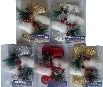 Игрушка на елку Мягкий чулок с вишней 2шт SD295 1/144