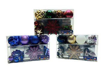 Набор Шары снежинки,елки,звезда 3-6см 19шт СА-6063 1/56