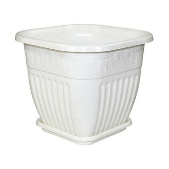 Горшок 5 литров Кашпо Лозанна квадратный белый М1618 1/20