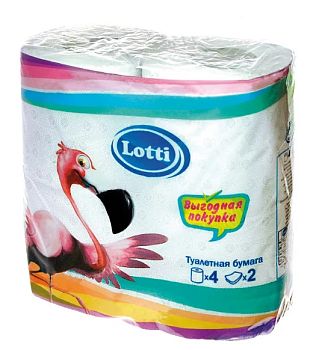 Туалетная бумага 2-слойная "LOTTI Фламинго" (уп=4шт/14,5м) 1/12