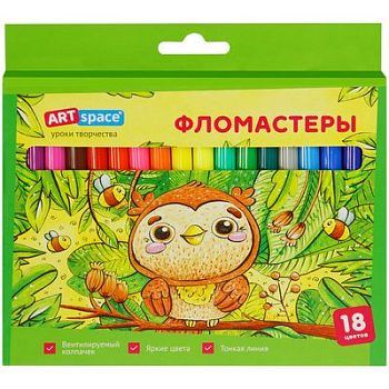 Фломастеры 18 цветов " Милые зверушки " картонная упаковка WP18_26926