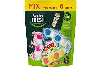 Блок освежитель д/унитаза Master FRESH GOLD DUO EFFECT 5в1 MIX набор, 6шт 1/?