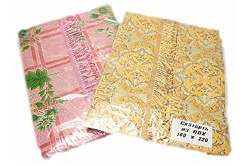 Скатерть/клеенка на ПВХ 140*220 с бахромой 1/80 Скатерть/клеенка на ПВХ 140*220 с бахромой 1/80