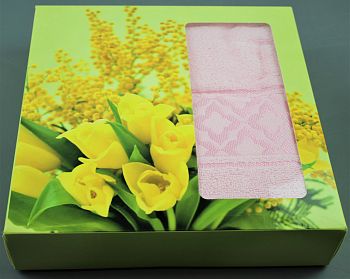 Полотенце мах. 70*120 розовый цв.132 по 1шт. Донецкая Мануфактура 350г/м2 