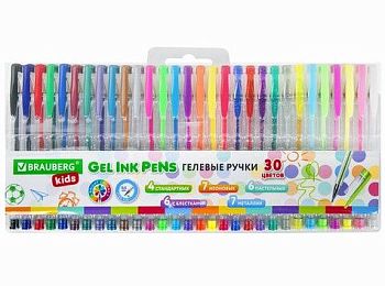 Набор гелевых ручек 30цв BRAUBERG KIDS 0,5мм 1/4