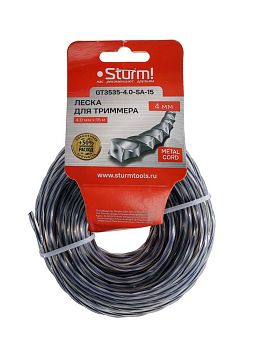 Леска для триммера 4мм*15м крученый квадрат в пластике Sturm