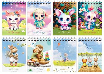 Блокнот А7 40 листов "Милые животные" на гребне 10шт